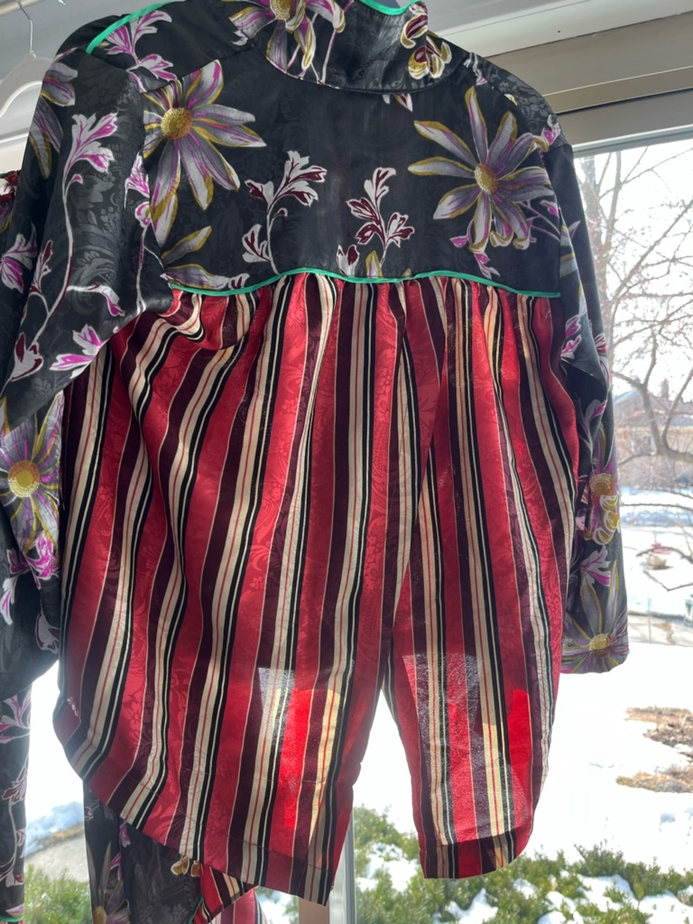 E by Eloise Anthropologie floral daisy  stripe boho funky blouse/pants XS - Picture 11 of 15